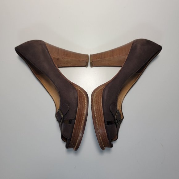 Kors by Michael Kors Brown Leather Peep Toe Pump Size 7 - Picture 8 of 8